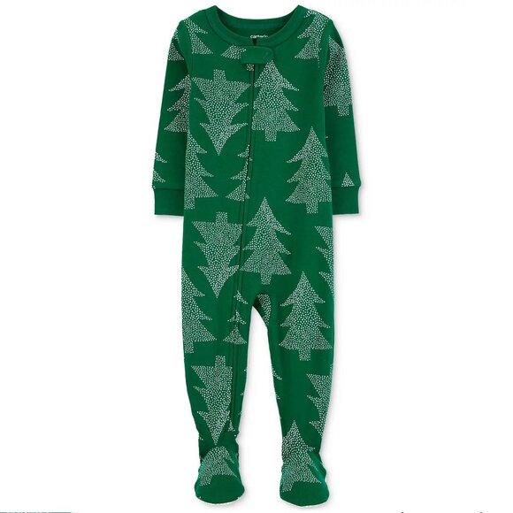 Carter's Baby One-Piece Christmas Tree Cotton Footed Pajama - Picture 1 of 3